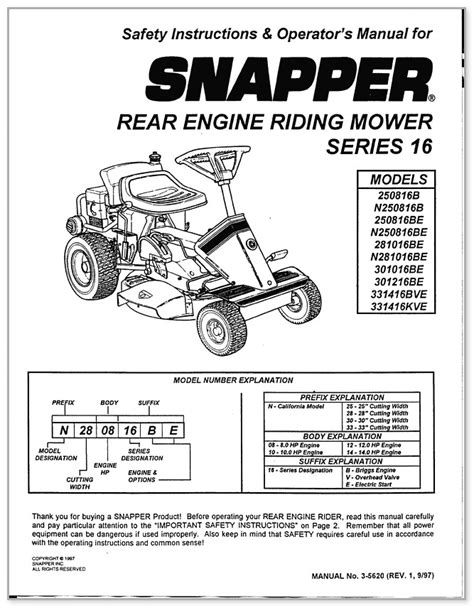 snapper mowers lawn tractor diagram 